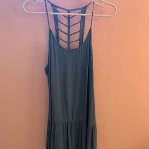 Turquoise dress with open back